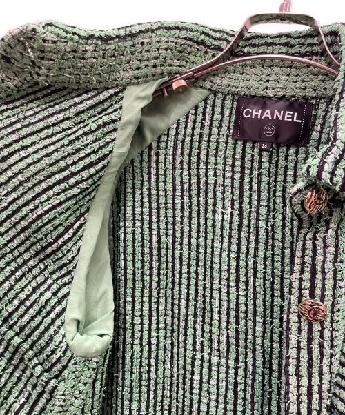 CHANEL（シャネル）CHANEL (シャネル) P70 ココマークボタン ツイードデザインジャケット グリーン サイズ:36の古着・服飾アイテム