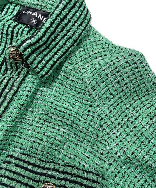 CHANEL（シャネル）CHANEL (シャネル) P70 ココマークボタン ツイードデザインジャケット グリーン サイズ:36の古着・服飾アイテム