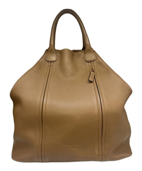 GIORGIO ARMANI（ジョルジョアルマーニ）GIORGIO ARMANI (ジョルジョアルマーニ) レザートートバッグ ブラウンの古着・服飾アイテム