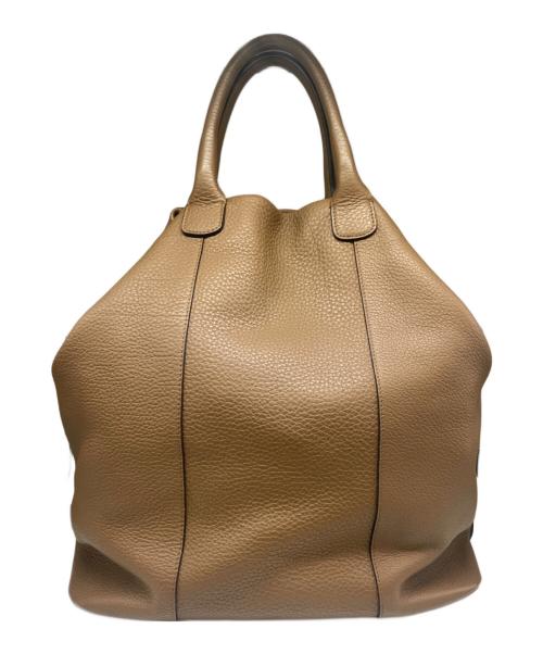 GIORGIO ARMANI（ジョルジョアルマーニ）GIORGIO ARMANI (ジョルジョアルマーニ) レザートートバッグ ブラウンの古着・服飾アイテム