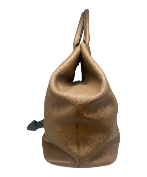 GIORGIO ARMANI（ジョルジョアルマーニ）GIORGIO ARMANI (ジョルジョアルマーニ) レザートートバッグ ブラウンの古着・服飾アイテム