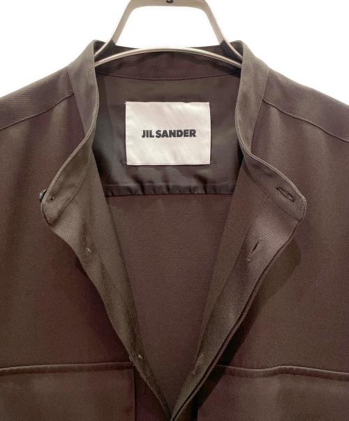 JIL SANDER（ジルサンダー）JIL SANDER (ジルサンダー) ノーカラーシャツ ジャケット ブラウン サイズ:39 1/2の古着・服飾アイテム