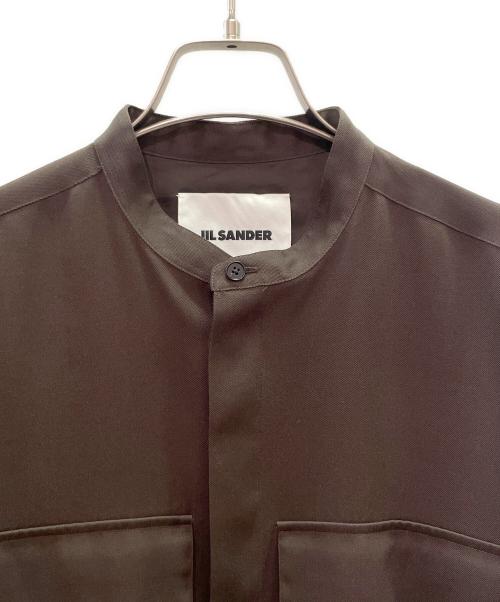 JIL SANDER（ジルサンダー）JIL SANDER (ジルサンダー) ノーカラーシャツ ジャケット ブラウン サイズ:39 1/2の古着・服飾アイテム