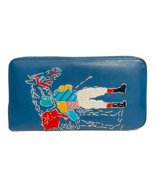 HERMES（エルメス）HERMES (エルメス) アザップロングクラシック 刺繍 長財布 ダークグリーンの古着・服飾アイテム