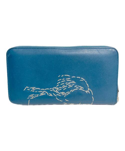 HERMES（エルメス）HERMES (エルメス) アザップロングクラシック 刺繍 長財布 ダークグリーンの古着・服飾アイテム