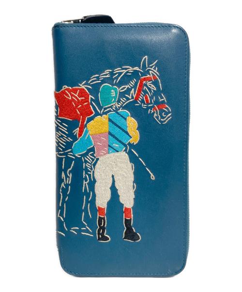 HERMES（エルメス）HERMES (エルメス) アザップロングクラシック 刺繍 長財布 ダークグリーンの古着・服飾アイテム