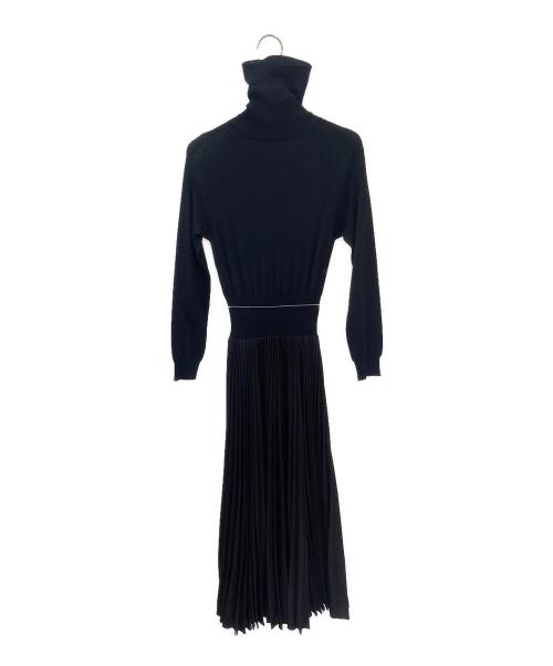 PRADA（プラダ）PRADA (プラダ) ニット切替プリーツワンピース ブラック サイズ:36の古着・服飾アイテム