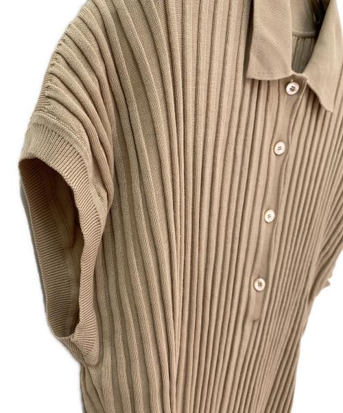 DRAWER（ドゥロワー）DRAWER (ドゥロワー) リブ編みショートスリーブニット ベージュ サイズ:Freeの古着・服飾アイテム