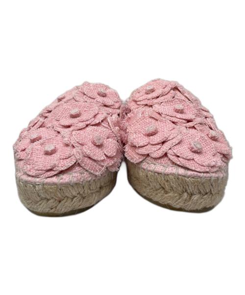 CHANEL（シャネル）CHANEL (シャネル) カメリアデザイン エスパドリーユ ピンク サイズ:38の古着・服飾アイテム