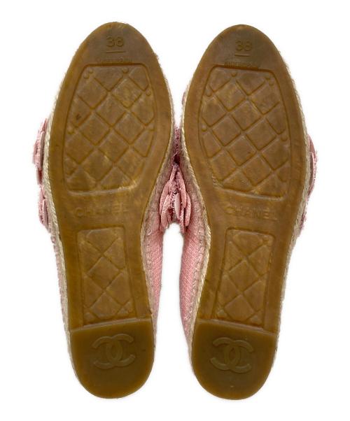 CHANEL（シャネル）CHANEL (シャネル) カメリアデザイン エスパドリーユ ピンク サイズ:38の古着・服飾アイテム