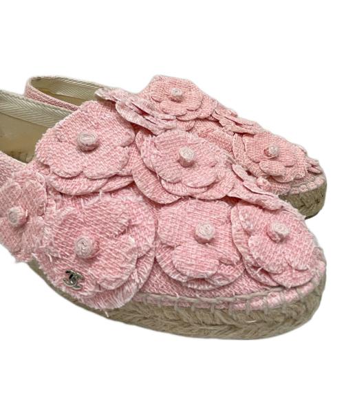 CHANEL（シャネル）CHANEL (シャネル) カメリアデザイン エスパドリーユ ピンク サイズ:38の古着・服飾アイテム