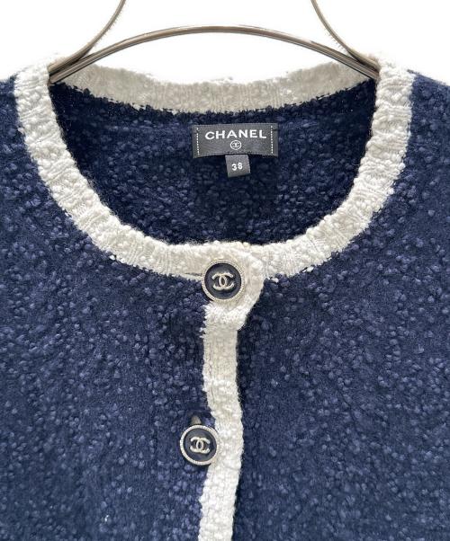 CHANEL（シャネル）CHANEL (シャネル) ココボタンカシミヤ混ニットカーディガン ネイビー サイズ:38の古着・服飾アイテム