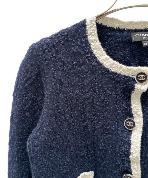 CHANEL（シャネル）CHANEL (シャネル) ココボタンカシミヤ混ニットカーディガン ネイビー サイズ:38の古着・服飾アイテム