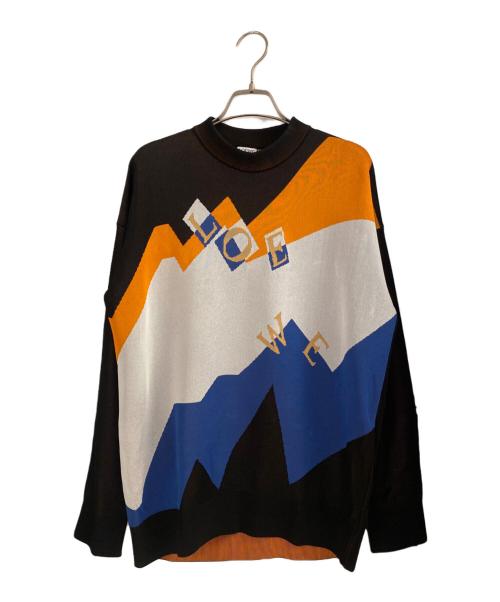 LOEWE（ロエベ）LOEWE (ロエベ) 22AW グラフィックプリントジャガードセーター ブラック×オレンジ サイズ:XSの古着・服飾アイテム