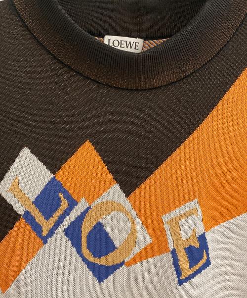 LOEWE（ロエベ）LOEWE (ロエベ) 22AW グラフィックプリントジャガードセーター ブラック×オレンジ サイズ:XSの古着・服飾アイテム