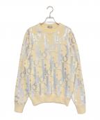 DIOR HOMMEディオール オム）の古着「リフレクティブオブリーク総柄ニット」｜ベージュ×シルバー