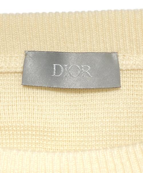 DIOR HOMME（ディオール オム）DIOR HOMME (ディオール オム) リフレクティブオブリーク総柄ニット ベージュ×シルバー サイズ:Sの古着・服飾アイテム