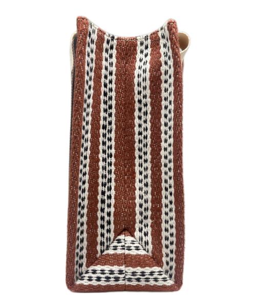 Chloe（クロエ）Chloe (クロエ) Woody ロゴプリント ストライプ トートバッグ ブラウン×ホワイトの古着・服飾アイテム