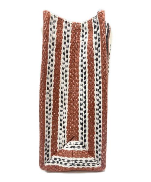 Chloe（クロエ）Chloe (クロエ) Woody ロゴプリント ストライプ トートバッグ ブラウン×ホワイトの古着・服飾アイテム