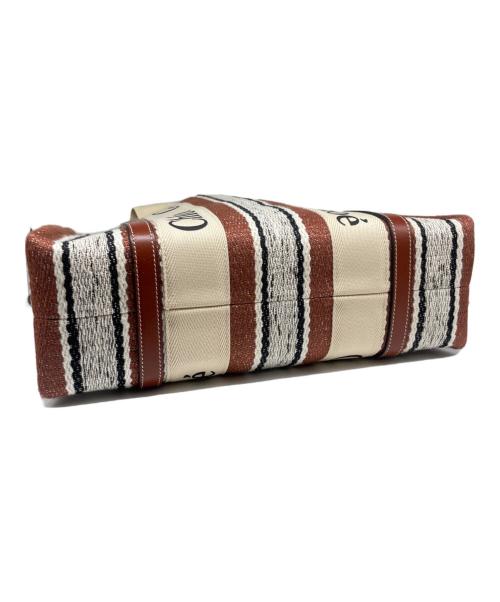 Chloe（クロエ）Chloe (クロエ) WOODYトートバッグ ブラウン×ホワイト サイズ:MEDIUMの古着・服飾アイテム