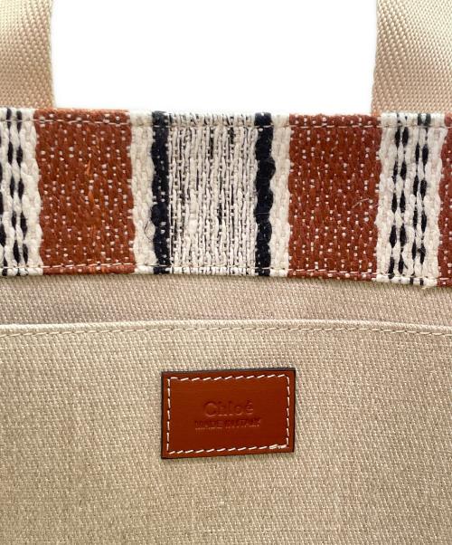 Chloe（クロエ）Chloe (クロエ) WOODYトートバッグ ブラウン×ホワイト サイズ:MEDIUMの古着・服飾アイテム