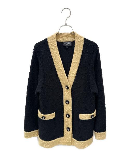 CHANEL（シャネル）CHANEL (シャネル) ニットカーディガン ブラック×ベージュ サイズ:34の古着・服飾アイテム