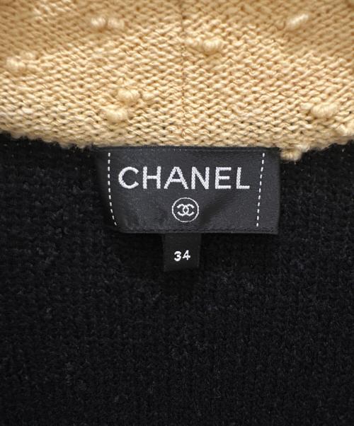 CHANEL（シャネル）CHANEL (シャネル) ニットカーディガン ブラック×ベージュ サイズ:34の古着・服飾アイテム