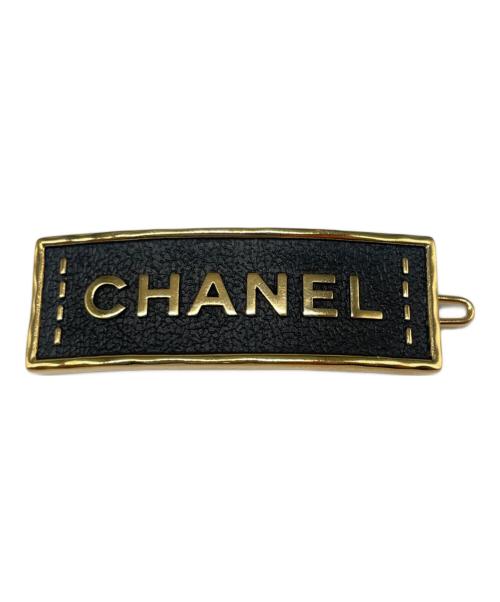CHANEL（シャネル）CHANEL (シャネル) CHANELロゴ バレッタ ゴールド×ブラックの古着・服飾アイテム