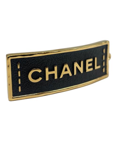 CHANEL（シャネル）CHANEL (シャネル) CHANELロゴ バレッタ ゴールド×ブラックの古着・服飾アイテム