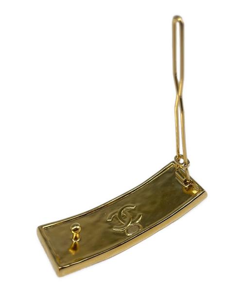 CHANEL（シャネル）CHANEL (シャネル) CHANELロゴ バレッタ ゴールド×ブラックの古着・服飾アイテム