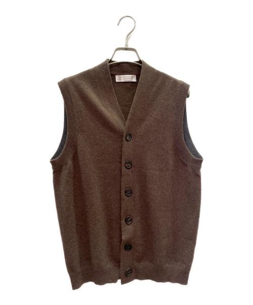 BRUNELLO CUCINELLI（ブルネロクチネリ）BRUNELLO CUCINELLI (ブルネロクチネリ) カシミヤニットベスト ブラウン サイズ:48の古着・服飾アイテム