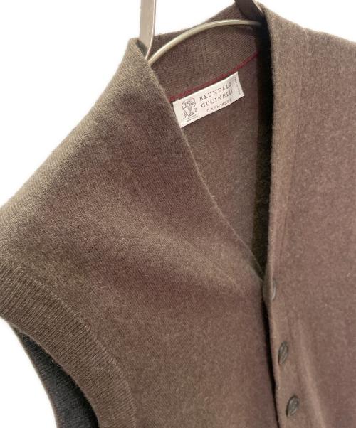 BRUNELLO CUCINELLI（ブルネロクチネリ）BRUNELLO CUCINELLI (ブルネロクチネリ) カシミヤニットベスト ブラウン サイズ:48の古着・服飾アイテム