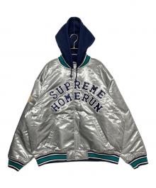 SUPREME×HOMERUN（シュプリーム×ホームラン）の古着「Satin Hooded Varsity Jacket」｜シルバー