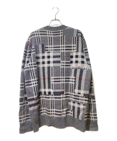 BURBERRY（バーバリー）BURBERRY (バーバリー) カシミヤ チェックニット グレー サイズ:Mの古着・服飾アイテム
