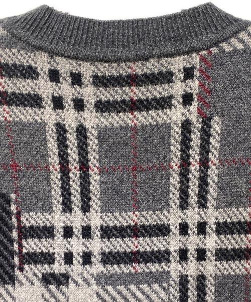 BURBERRY（バーバリー）BURBERRY (バーバリー) カシミヤ チェックニット グレー サイズ:Mの古着・服飾アイテム