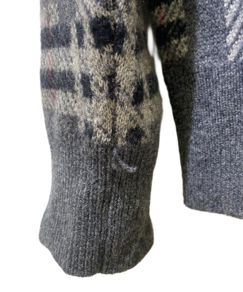 BURBERRY（バーバリー）BURBERRY (バーバリー) カシミヤ チェックニット グレー サイズ:Mの古着・服飾アイテム