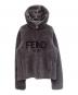 FENDI（フェンディ）の古着「レザー切替FENDIロゴムートンパーカー」｜グレー