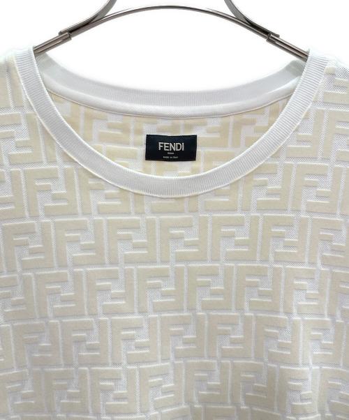 FENDI（フェンディ）FENDI (フェンディ) ホワイトピケ Tシャツ ホワイト×アイボリー サイズ:Mの古着・服飾アイテム