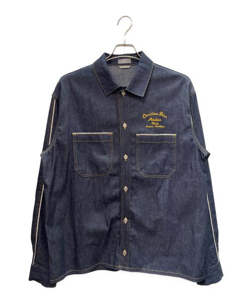 Dior（ディオール）Dior (ディオール) 刺繍デニムシャツ インディゴ サイズ:39の古着・服飾アイテム