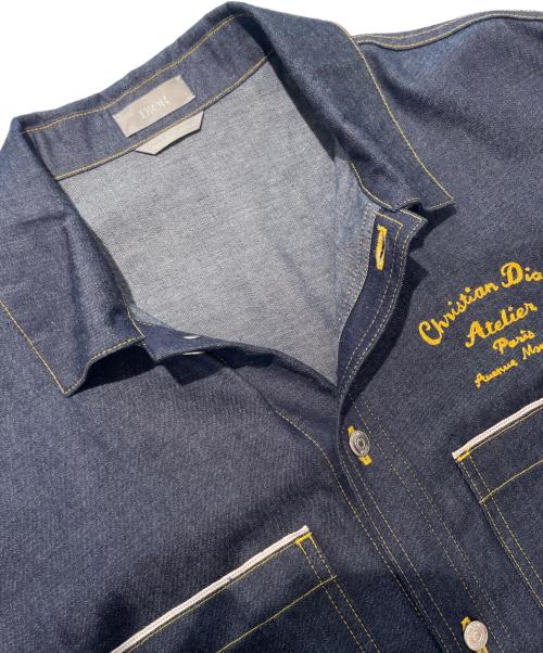 Dior（ディオール）Dior (ディオール) 刺繍デニムシャツ インディゴ サイズ:39の古着・服飾アイテム