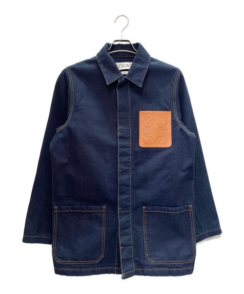 LOEWE（ロエベ）LOEWE (ロエベ) アナグラム レザーパッチワークデニムジャケット インディゴ サイズ:48の古着・服飾アイテム