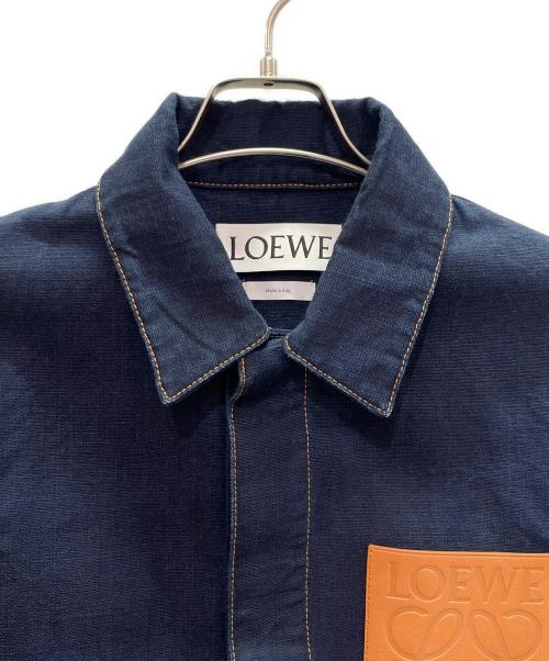 LOEWE（ロエベ）LOEWE (ロエベ) アナグラム レザーパッチワークデニムジャケット インディゴ サイズ:48の古着・服飾アイテム