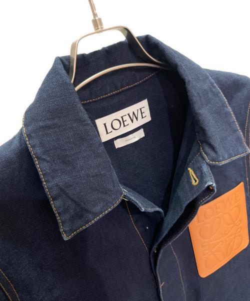 LOEWE（ロエベ）LOEWE (ロエベ) アナグラム レザーパッチワークデニムジャケット インディゴ サイズ:48の古着・服飾アイテム