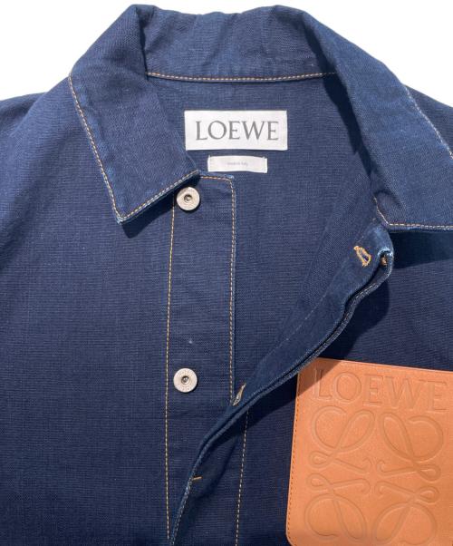 LOEWE（ロエベ）LOEWE (ロエベ) アナグラム レザーパッチワークデニムジャケット インディゴ サイズ:48の古着・服飾アイテム