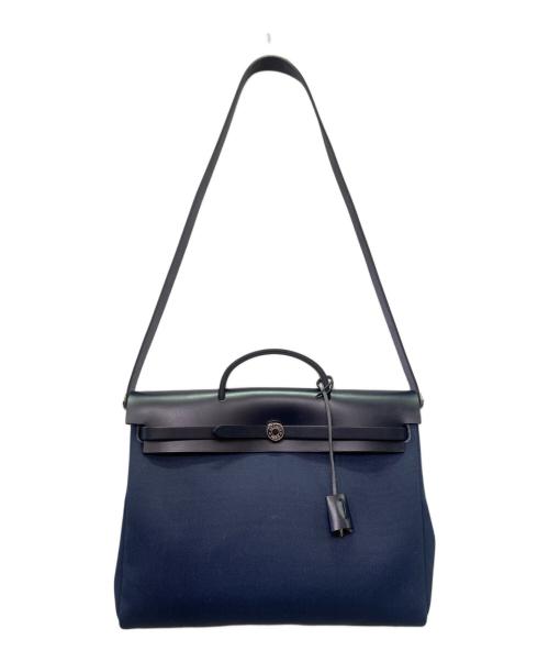 HERMES（エルメス）HERMES (エルメス) エールバッグジップ PM/シルバー金具/トワルオフィシエ×レザー/B刻印/2023年 ネイビー サイズ:PMの古着・服飾アイテム