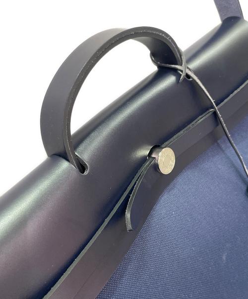 HERMES（エルメス）HERMES (エルメス) エールバッグジップ PM/シルバー金具/トワルオフィシエ×レザー/B刻印/2023年 ネイビー サイズ:PMの古着・服飾アイテム