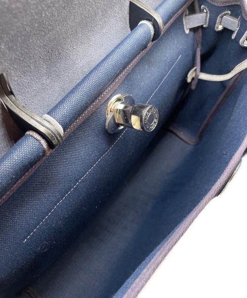 HERMES（エルメス）HERMES (エルメス) エールバッグジップ PM/シルバー金具/トワルオフィシエ×レザー/B刻印/2023年 ネイビー サイズ:PMの古着・服飾アイテム