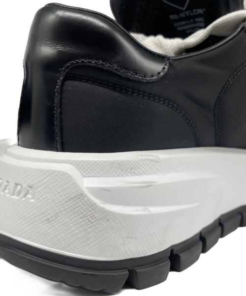 PRADA（プラダ）PRADA (プラダ) サイドプレートレザースニーカー ブラック サイズ:35 1/2の古着・服飾アイテム