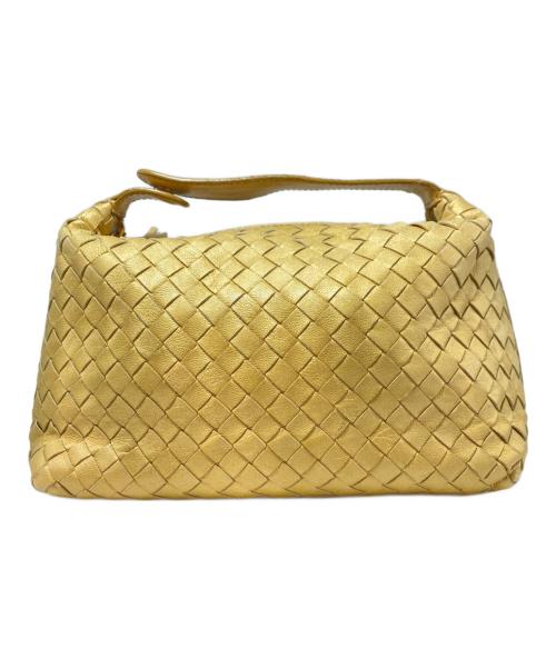 BOTTEGA VENETA（ボッテガベネタ）BOTTEGA VENETA (ボッテガベネタ) イントレチャートハンドポーチ ゴールドの古着・服飾アイテム