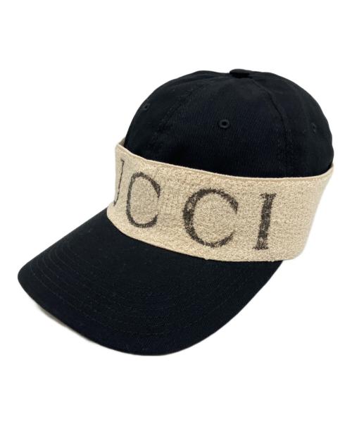 GUCCI（グッチ）GUCCI (グッチ) ロゴパイルテープキャップ ブラック サイズ:Mの古着・服飾アイテム